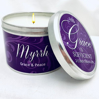 MYRRH SCRIPTURE TIN - "HIS GRACE IS SUFFICIENT" - Divine Touch 