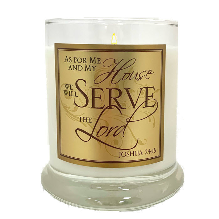 "AS FOR ME AND MY HOUSE" GLASS CANDLE - CEDAR - Divine Touch 