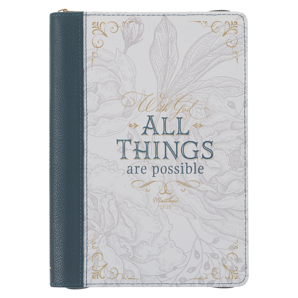 All Things are Possible Teal Tourmaline Faux Leather Journal with Zipper Closure - Divine Touch 