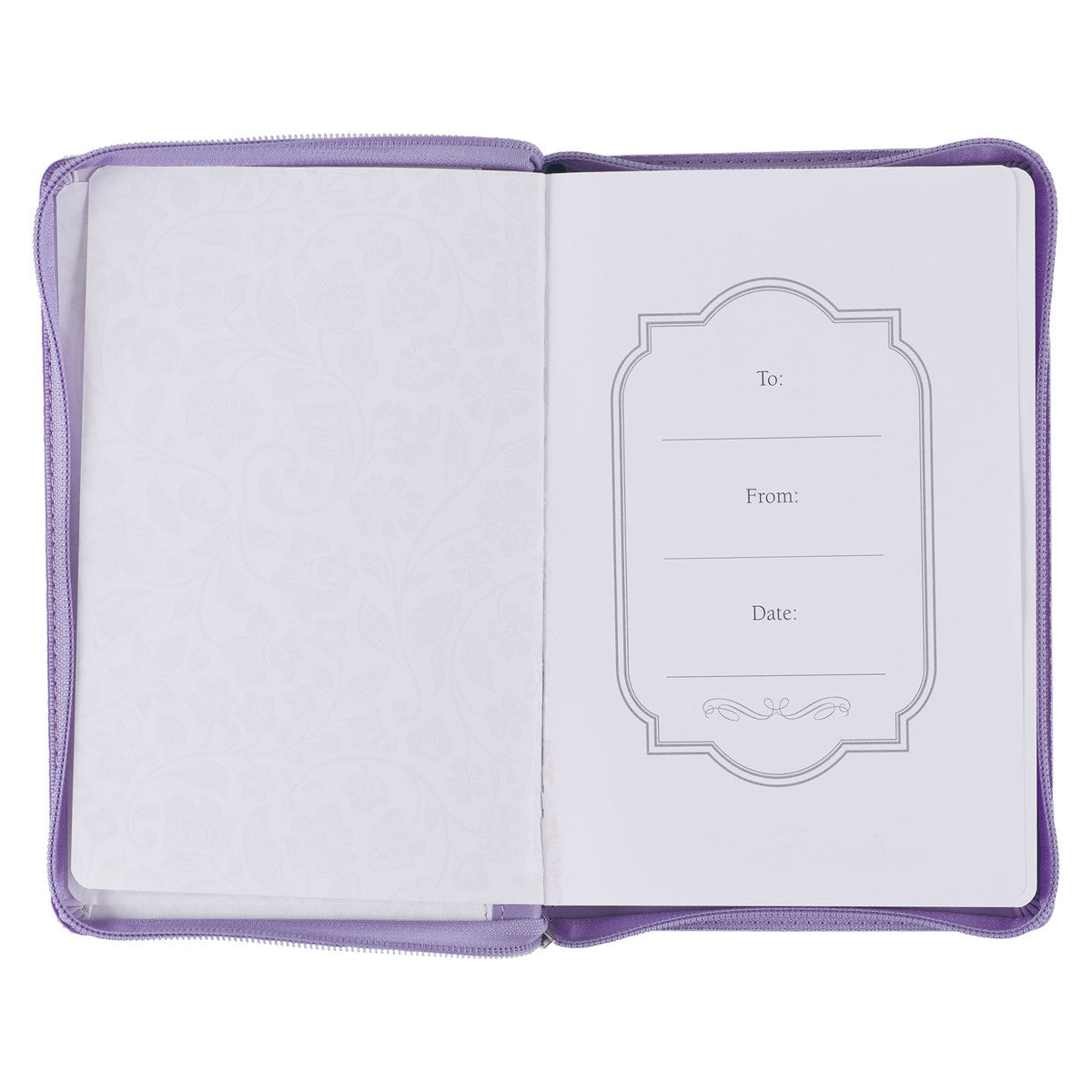 Be Still Purple Pasture Faux Leather Journal with Zippered Closure - Divine Touch 