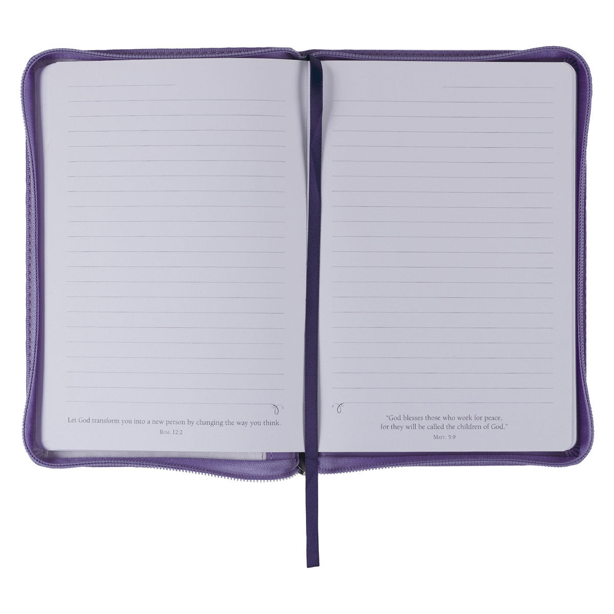 Be Still Purple Pasture Faux Leather Journal with Zippered Closure - Divine Touch 
