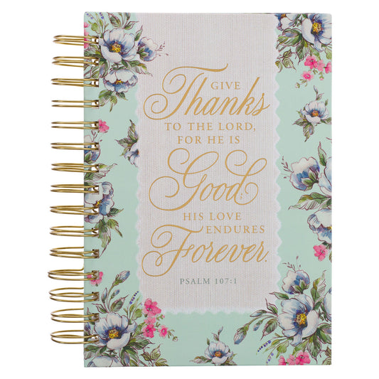 Give Thanks to the Lord White Lace Wirebound Journal