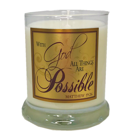 "ALL THINGS ARE POSSIBLE" GLASS CANDLE - CASSIA - Divine Touch 