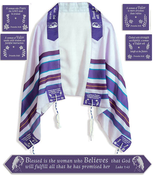 Prayer Shawl-Woman Of Valor/Blessed Is The Woman Who Believes - Divine Touch 