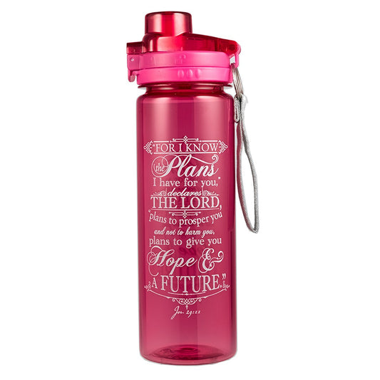 I Know the Plans BPA-free Pink Plastic Water Bottle - Divine Touch 