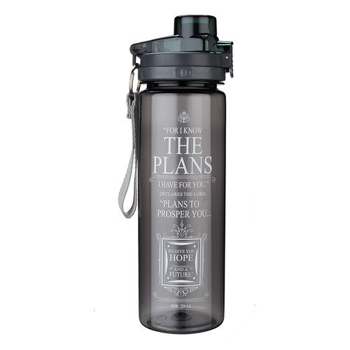 The Plans in Black Plastic Water Bottle