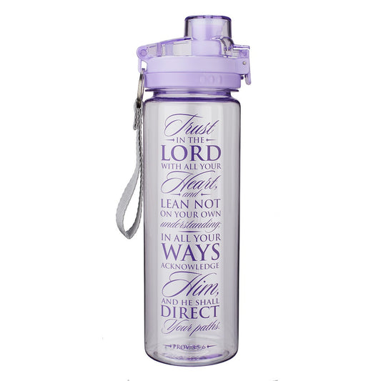 Trust in the Lord Purple BPA-free Plastic Water Bottle - Divine Touch 